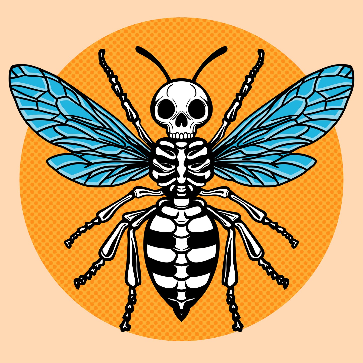 Skeleton Bee Digital Art Print