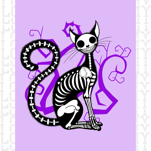 Skeleton Cat Art Print