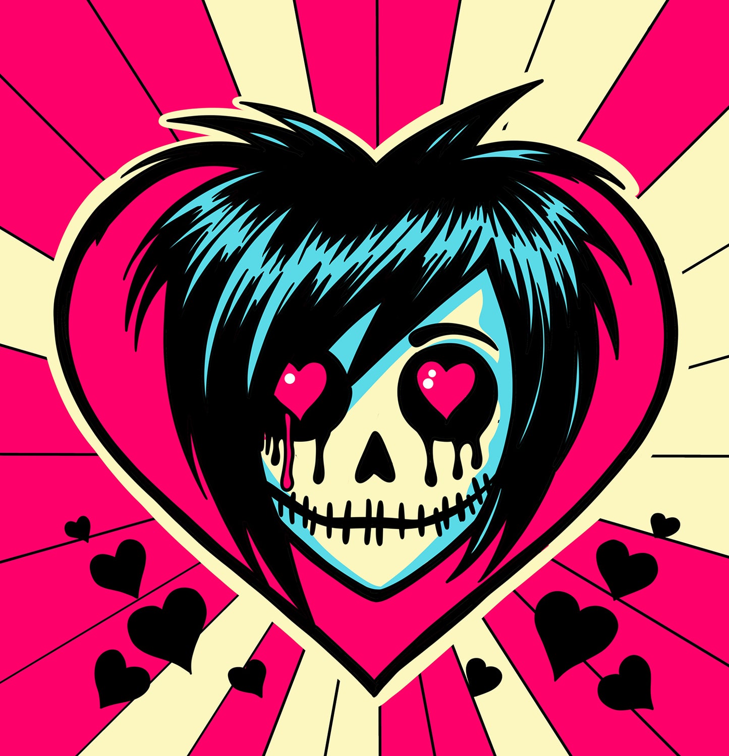 Emo Skull w/Hearts